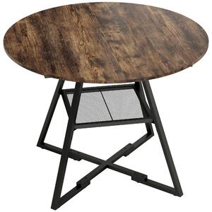 HOMCOM Tavolo da pranzo 4 posti, 100 cm rotondo, cucina industriale, ripiano portaoggetti, marrone rustico. | Aosom Italy