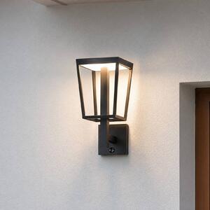 Applique da esterni LED Lucande Lynx, 35,5 cm, nera, con sensore Lynx, Nero, Metallo, Moderno, Applique da esterni