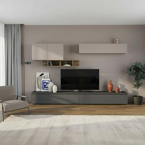 DecHome Parete Attrezzata Moderna Mobile TV + 2 Mobili a Parete Dimensioni 300x186 cm colore Antracite - Monica