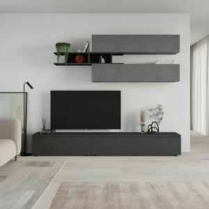 DecHome Parete Attrezzata Moderna Mobile TV + 3 Mobili a Parete Dimensioni 206x40x250 cm colore Cemento - Venus
