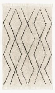 Tappeto boho in cotone fatto a mano con motivo a rombi e frange Bina
