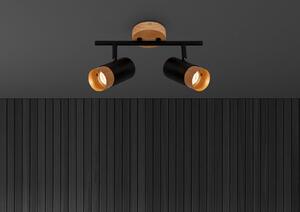 Briloner Faretto da soffitto Plek GU10 nero/legno a 2 luci