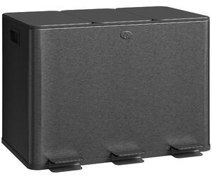 DecHome Pattumiera a 3 Sezioni da 20L con Chiusura Silenziosa, in Acciaio Inox e PP, 61.9x36.6x56.7 cm colore Nero - L5252BK