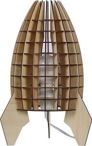 Lampada da tavolo Padiro, dimensioni 28 x 28 x 38 cm, colore legno, realizzata in compensato, forma a razzo in legno, attacco E27