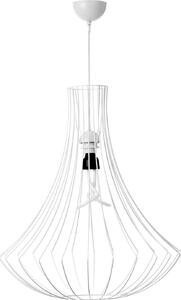 Lampada a sospensione Padiro, 52 x 52 x 60 cm, bianca, realizzata in filo di acciaio, con diffusore a forma di arco aperto