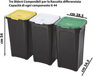 Tontarelli Pattumiera Differenziata Set 3 pezzi Coverline 44 litri - 4122