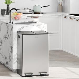 DecHome Pattumiera Differenziata 2 Scomparti 28 Litri 45.8x36x67.6 cm colore Argento