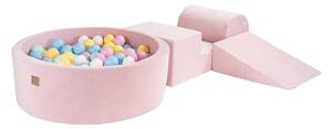 Gioco per psicomotricità rosa in velluto 4 pz altezza totale 30 cm 225x90 cm Montessori – Meowbaby