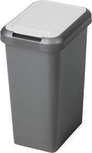 Tontarelli Pattumiera Differenziata da 10 Litri con Coperchio a Pulsante in ABS Antiurto colore Nero e Bianco 17.8x23.8x34.4 cm - Touch & Lift