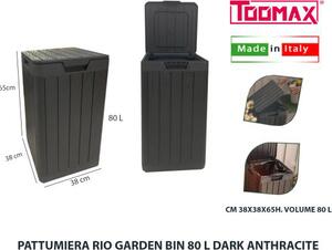 Plastmeccanica Pattumiera per Raccolta Rifiuti Bidone Capacit 80 Litri Dimensioni 38x38x65h cm colore Antracite - PM048019