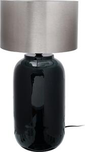 Lampada da tavolo Padiro, dimensioni 31 x 31 x 57,5 cm, colore verde scuro e argento, realizzata in ferro, con paralume rotondo e base lucida