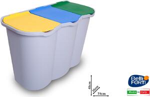 Belli E Forti Pattumiera Raccolta Differenziata 3 Scomparti Unica Dimensione 74x35x49 cm - BEL00960