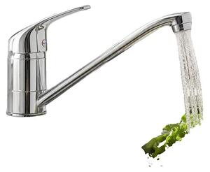 Rubinetto da cucina, con bocchetta girevole a 360°, struttura in ottone resistente, finitura argento, attacco G3/8