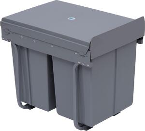 DecHome Pattumiera Sottolavello Estraibile con 3 Contenitori per Raccolta Differenziata Capacit Totale 40L 48x34.2x41.8cm Grigio - 2e851