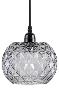 Lampada a sospensione Padiro, 18 x 18 x 18 cm - trasparente e grigio - vetro - vetro geometrico sfaccettato - attacco E27