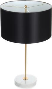 Lampada da tavolo Padiro, dimensioni 35 x 35 x 65 cm - disponibile in nero, oro e bianco - realizzata in tessuto, metallo e marmo - con paralume rotondo in tessuto