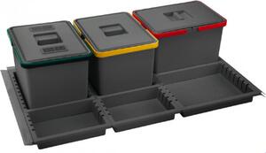 Elletipi Pattumiera Sottolavello Estraibile per Cassetto Cucina 3 Contenitori spazzatura 12+12+12 Litri in Plastica - PTC22 09050 1FC97 PPV Metropo
