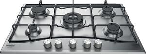 Hotpoint Ariston PCN 752 T/IX/HA Piano Cottura 5 Fuochi a Gas 75 cm (1 Bruciatore Tripla Corona) colore Inox