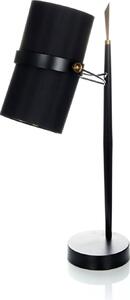 Lampada da tavolo Padiro, dimensioni 25 x 29 x 69 cm, colore nero, materiale: tessuto, paralume cilindrico inclinato