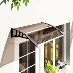 VivaGarden Pensilina da Esterno Impermeabile e Anti-UV in PC, PP e Alluminio Tettoia per Esterno 75x100x23 cm colore Marrone e Nero