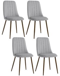 HOMCOM Sedie da Cucina Imbottite, Set 4 Pezzi in Poliestere e Acciaio, 47x55x86 cm, Grigio|Aosom