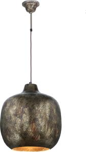 Lampada a sospensione Padiro, 40,5 x 40,5 x 43 cm, color oro, realizzata in ferro, con aspetto patinato industriale