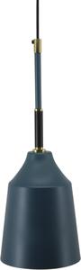 Lampada a sospensione Padiro, 15 x 15 x 45 cm - blu - in ferro - con paralume sottile e dettagli in metallo