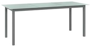 Tavolo da giardino grigio chiaro 190x90x74cm alluminio e vetro