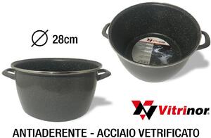 Vitrinor Pentola a Induzione Casseruola 2 Manici cm 28 Acciaio Vetrificato
