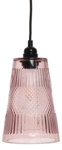 Lampada a sospensione Padiro, 14,5 x 14,5 x 25 cm, viola, in vetro, con rilievi, attacco E27