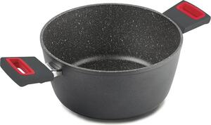 Ghidini Cipriano Pentola a Induzione Casseruola Antiaderente 24cm in Alluminio colore Grigio e Rosso