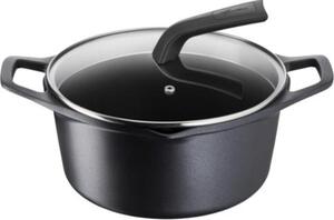 LAGOSTINA Pentola a Induzione Casseruola Antiaderente Fonda con Coperchio 24 cm 2 Maniglie in Alluminio - Aroma