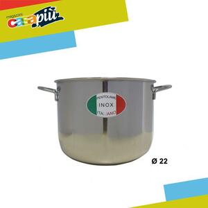 Metalsomma Pentola a Induzione in Acciaio Inox 2 Manici cm 22 colore Cromo Lucido - Plus