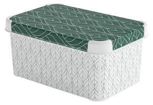 Scatola con coperchio bianca/verde in plastica 29,5x19,5x13,5 cm S – Curver