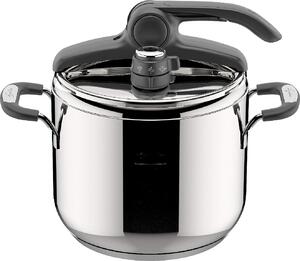 LAGOSTINA Pentola a Pressione per Induzione in Acciaio Inox 7 Litri cm 22 2 Manici - Briosa Lagoeasy'up