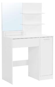 VASAGLE, toletta, toletta, toletta con specchio, 1 cassetto, 2 ripiani, mobile contenitore, organizer per il trucco bianco