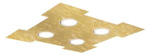 Plafoniera Contemporanea Atene Metallo Foglia Oro 4 Luci Gx53