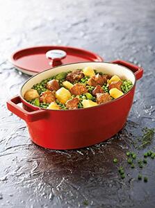 Pyrex Pentola Casseruola in Ghisa Cocotte Ovale 38.5 X 27.5 X 15 cm con Coperchio