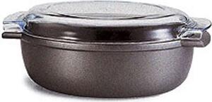 Risoli Pentola Casseruola Antiaderente Ovale in Alluminio 36x24 cm con 2 Manici e Coperchio in Vetro - Saporella