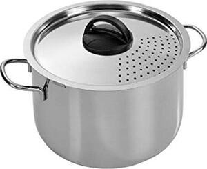 BARAZZONI Pentola Cuoci Pasta in Acciaio Inox cm 22 con Coperchio Resistente al Forno - Scolaveloce