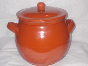 Barone Ceramica Pentola in Terracotta per Fuoco con Retina Spargifiamma cm 24 con Coperchio