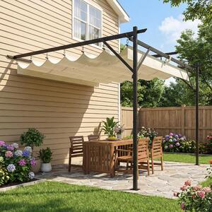 VivaGarden Pergola da Esterno Addossata in Acciao/Poliestere Dimensioni 3x3 m colore Crema