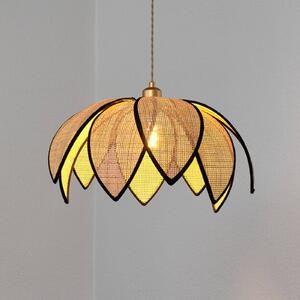 OSRAM Lampada a sospensione Decor Rattan Lotus, dimmerabile, Crema / Ambra, Soggiorno / Sala da pranzo, Legno, Mediterraneo, Lampada a sospensione