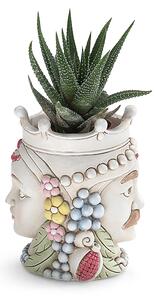 Vaso fiori Testa di Moro con piantina Bicolor Media 7xh 10 cm - bifacciale moro siciliano uomo donna