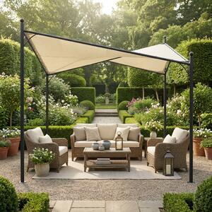 VivaGarden Pergola da Esterno in Acciaio/Poliestere Dimensioni 3.5x3.5 mt colore Ecr - Alicante
