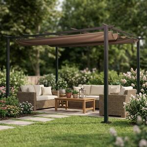 VivaGarden Pergola da Esterno in Acciaio/Poliestere Dimensioni 3x3 mt colore Marrone - Veranda