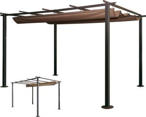 VivaGarden Pergola da Esterno in Acciaio/Poliestere Dimensioni 3x3 mt colore Marrone - Veranda