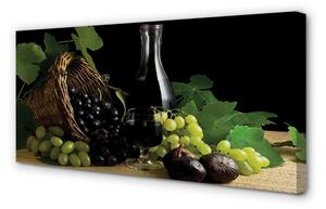 Quadro su tela Vino di cesto d'uva 100x50 cm