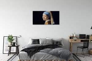 Quadro su tela Art Girl con una perla 100x50 cm