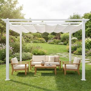 VivaGarden Pergola da Esterno in Alluminio/Poliestere Dimensioni 3x3 mt colore Bianco - Athens